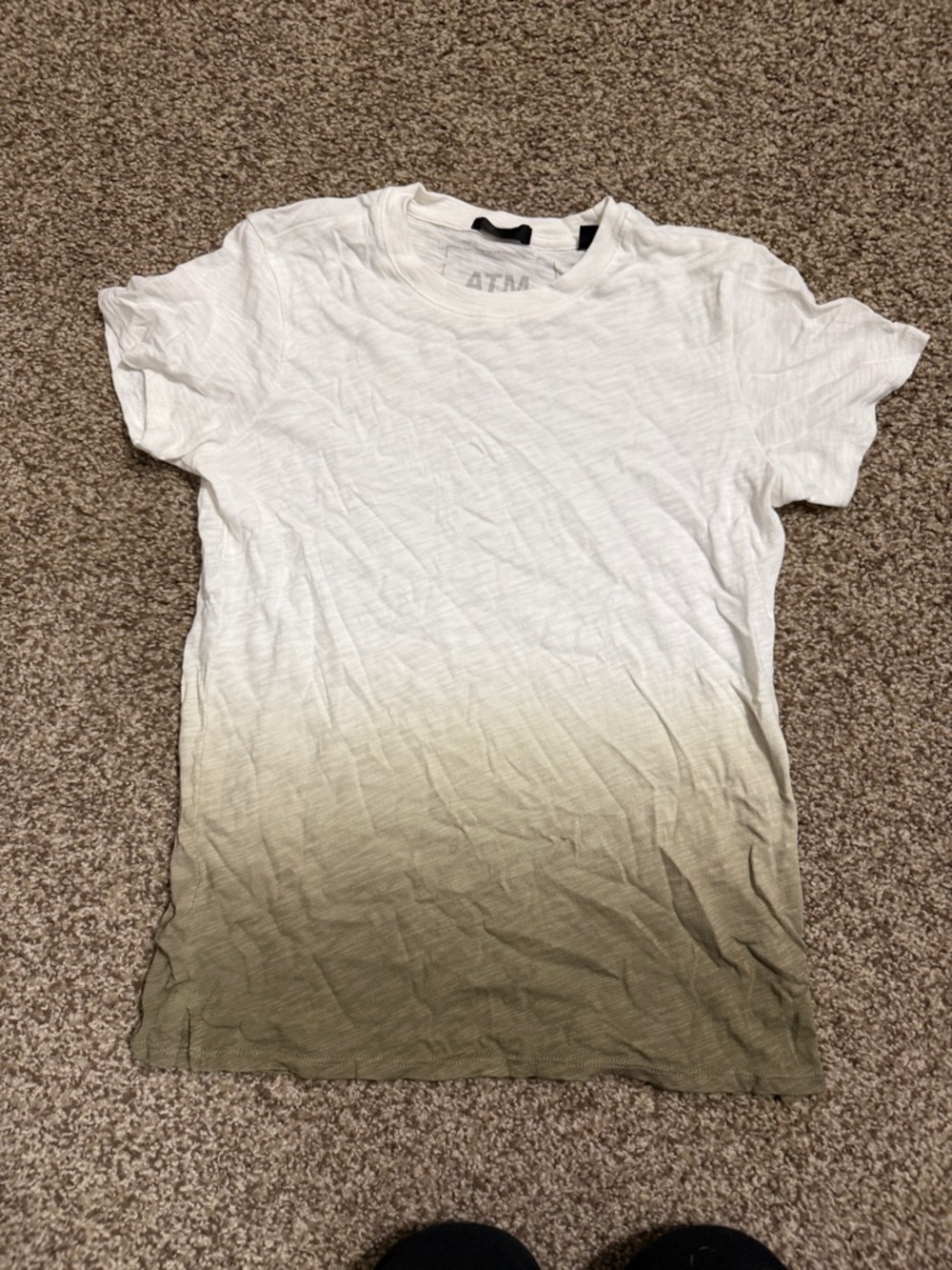 Women’s atm xs White to Olive Ombre Crew Neck T-Shirt